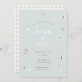 Blue Kids Beach Pool Party Thema Geburtstag Einladung