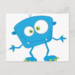 Blue Kids Monster Alien Postkarte