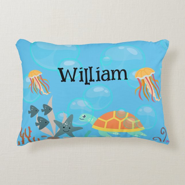 Blue Kids Nautic Pattern Room Dekokissen (Vorderseite)