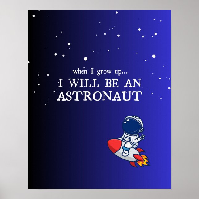 Blue Kids Room Poster, Astronaut, Galaxie Thema Poster (Vorne)