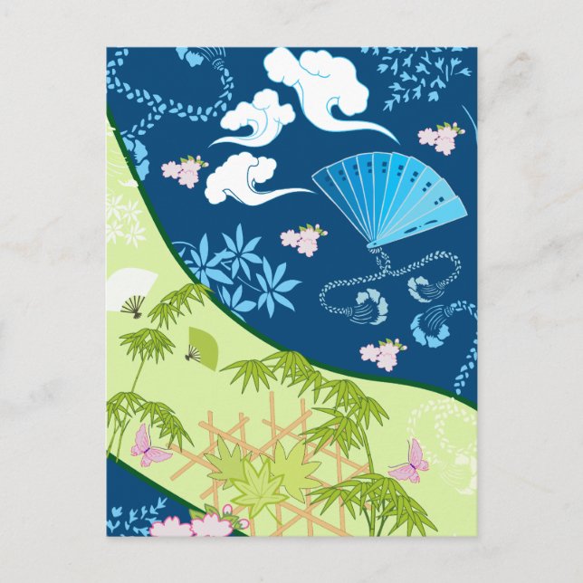 Blue Kimono Postkarte (Vorderseite)