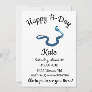 Blue King Cobra Happy B-Day Einladung