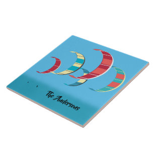 Blue Kiteboarding Design Fliese