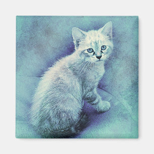 Blue Kitten   ABSTRAKT   Wasserfarbe Magnet