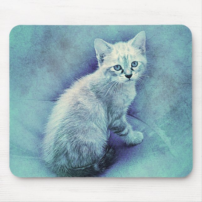 Blue Kitten | ABSTRAKT | Wasserfarbe Mousepad (Vorne)