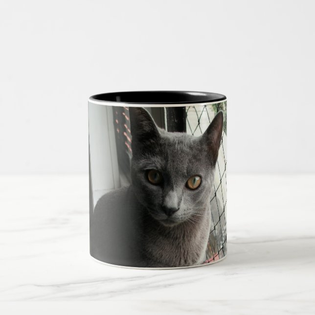 Blue kitty mug zweifarbige tasse (Mittel)