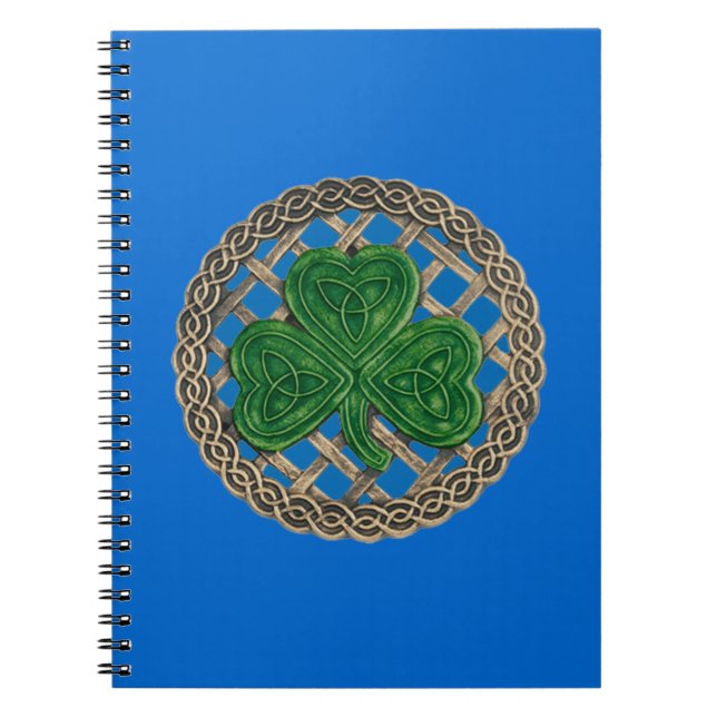 Blue Kleeblatt On Celtic Knots Spiral Notebook Notizblock (Vorderseite)