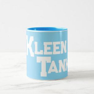Blue Kleen Tank Logo Waves Water Typografie Zweifarbige Tasse