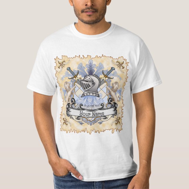 Blue Knight Familienwappen Nachname T - Shirt (Vorderseite)