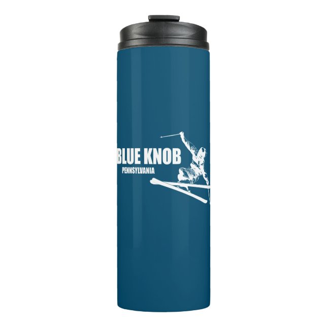 Blue Knob Pennsylvania Skier Thermosbecher (Vorderseite)