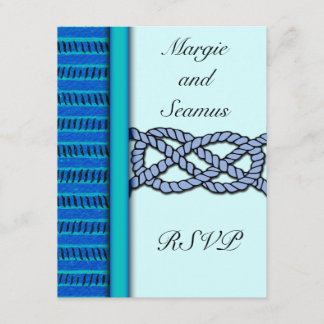Blue Knotted Nautical Wedding RSVP Karte