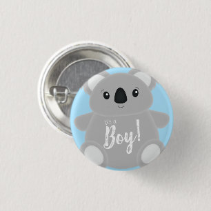 Blue Koala Bear Baby Dusche Button