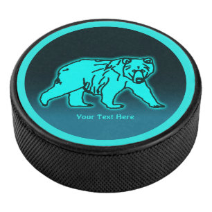 Blue Kodiak Bear Eishockey Puck
