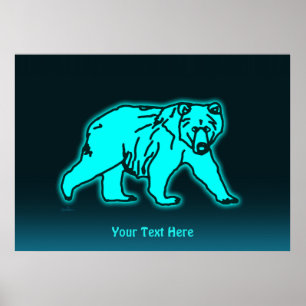 Blue Kodiak Bear Poster