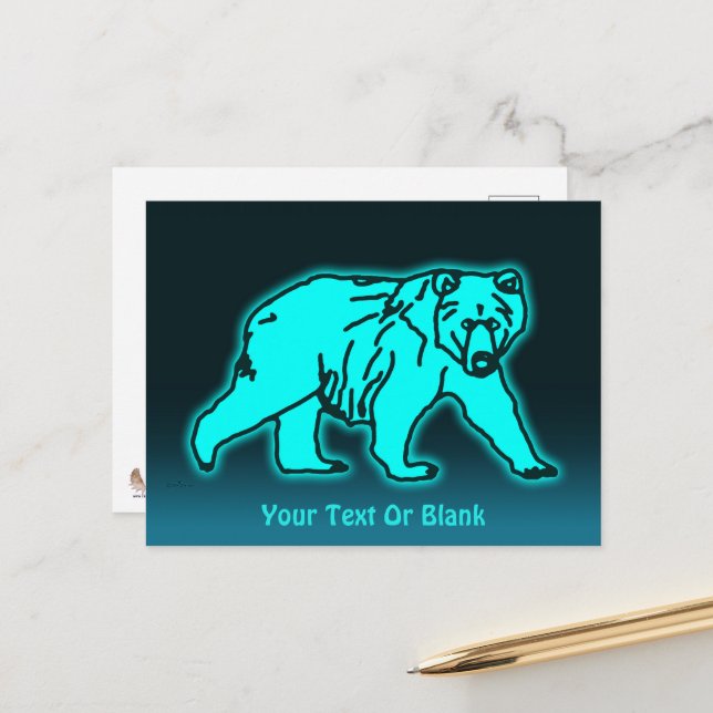 Blue Kodiak Bear Postkarte (Vorderseite/Rückseite Beispiel)