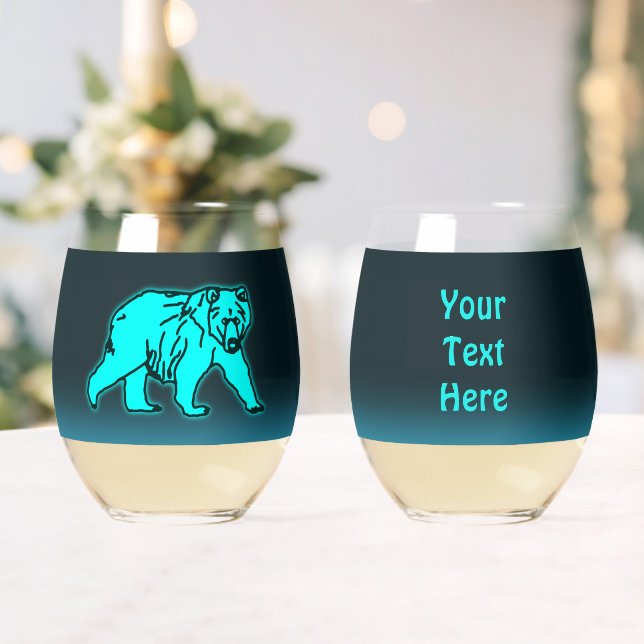 Blue Kodiak Bear Weinglas Ohne Stiel (Insitu (Hochzeit))