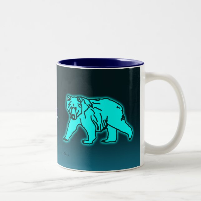 Blue Kodiak Bear Zweifarbige Tasse (Rechts)