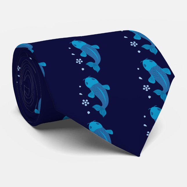 Blue Koi Fish Krawatte (Gerollt)