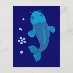 Blue Koi Fish Postkarte