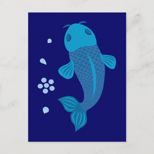 Blue Koi Fish Postkarte (Vorderseite)