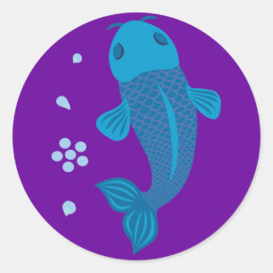 Blue Koi Fish Runder Aufkleber