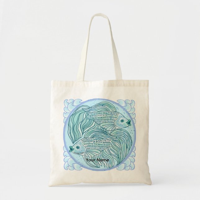 Blue Koi Fish tote bag Tragetasche (Vorne)