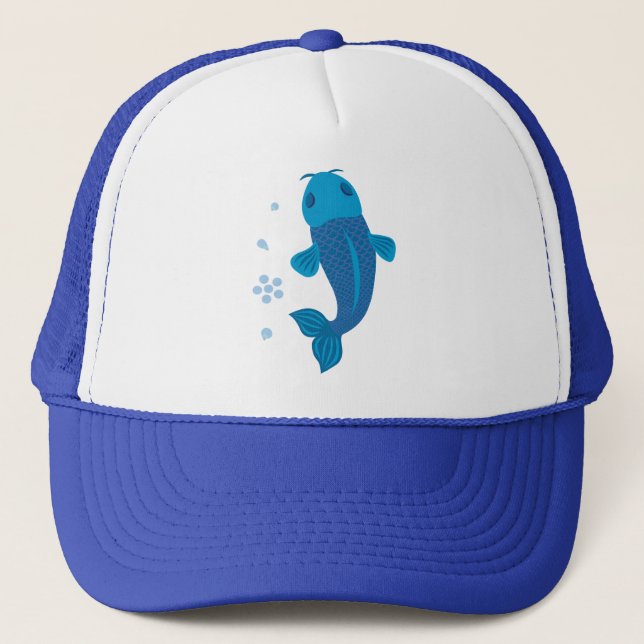 Blue Koi Fish Truckerkappe (Vorderseite)