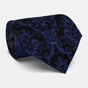 Blue Kontur Black Damask Wedding Krawatte