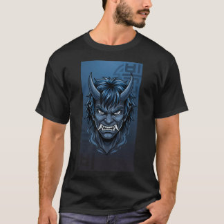 Blue Korean Dokkaebi Oni Mask - Asian Folklore Dem T-Shirt