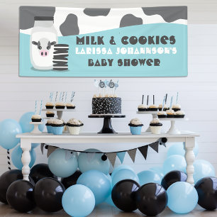BLUE Kuhmilch und Cookies Baby Shower Banner