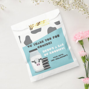 BLUE Kuhmilch und Cookies Baby Shower Fevor Tasche Geschenktütchen