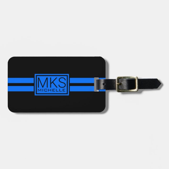 Blue Label Black RS Mit Monogramm Gepäckmarke Gepäckanhänger (Vorderseite horizontal)