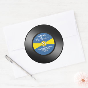 Blue Label Vinyl 45 Schallplatte Persönliche Adres Runder Aufkleber