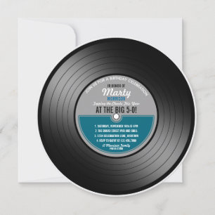 Blue Label Vinyl Record 50. Geburtstagsparty Einladung