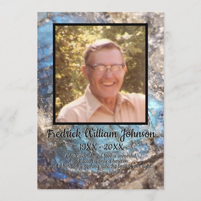 Blue Labradorite Stone mit Zitat und Square Foto Programm (Vorderseite)