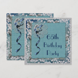 Blue Lace & Diamonds 65. Geburtstag Einladung
