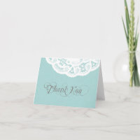Blue Lace Doily Wedding Danke Note Card
