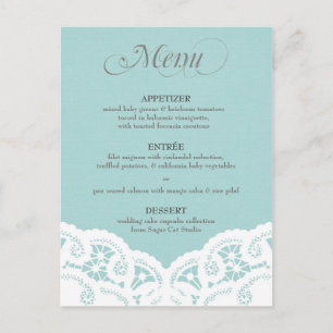 Blue Lace Doily Wedding Menu Postkarte