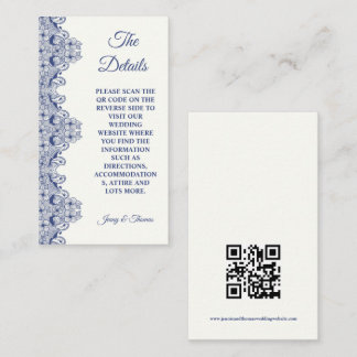 Blue Lace Elegante Wedding Details CARD Visitenkarte