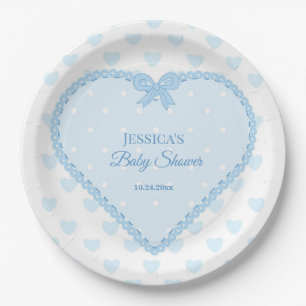 Blue Lace Herz Sterne Junge Baby Shower Pappteller