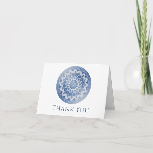 Blue Lace Mandala Wedding Dankeskarte (Vorderseite)