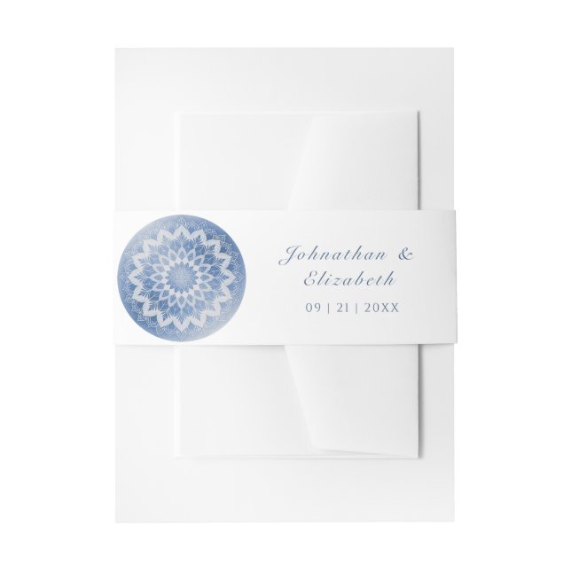 Blue Lace Mandala Wedding Einladungsbanderole (Vorderseite Beispiel)