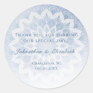 Blue Lace Mandala Wedding Favor Runder Aufkleber