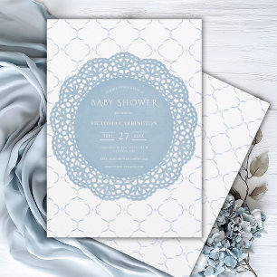 Blue Lace Vintag Baby Dusche Einladung