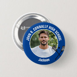 Blue Lacrosse Player Photo High School Spirit Button