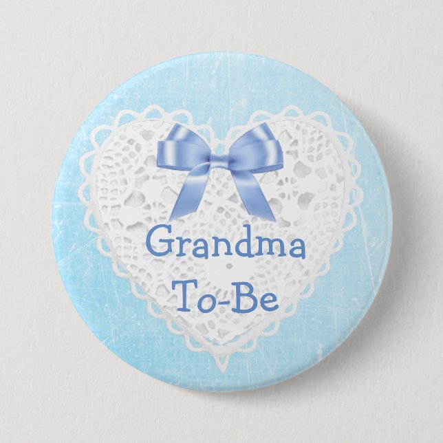 Blue Lacy Großmutter-to-Be-Baby-Duschknopf Button (Vorderseite)