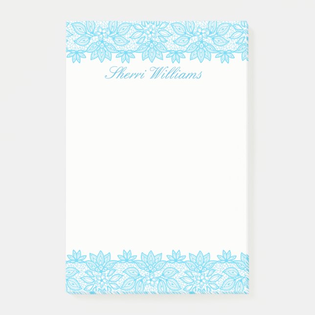 Blue Lacy Personalisiert Post It Note Pad Post-it Klebezettel (Vorderseite)