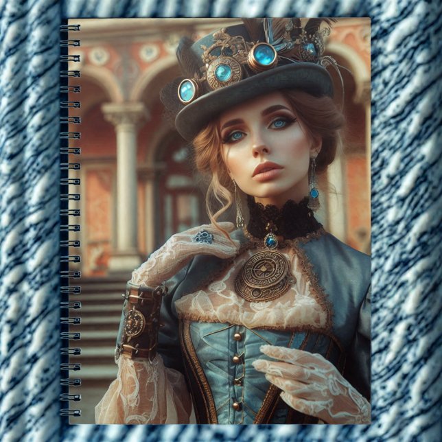 Blue Lady Steampunk Vintag Viktorianisch Notizblock (Von Creator hochgeladen)