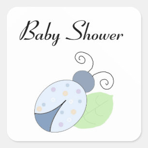 Blue Ladybug Baby Dusche Quadratischer Aufkleber