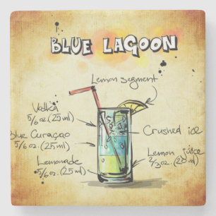 Blue Lagoon Barkeeper Drink Rezept Steinuntersetzer